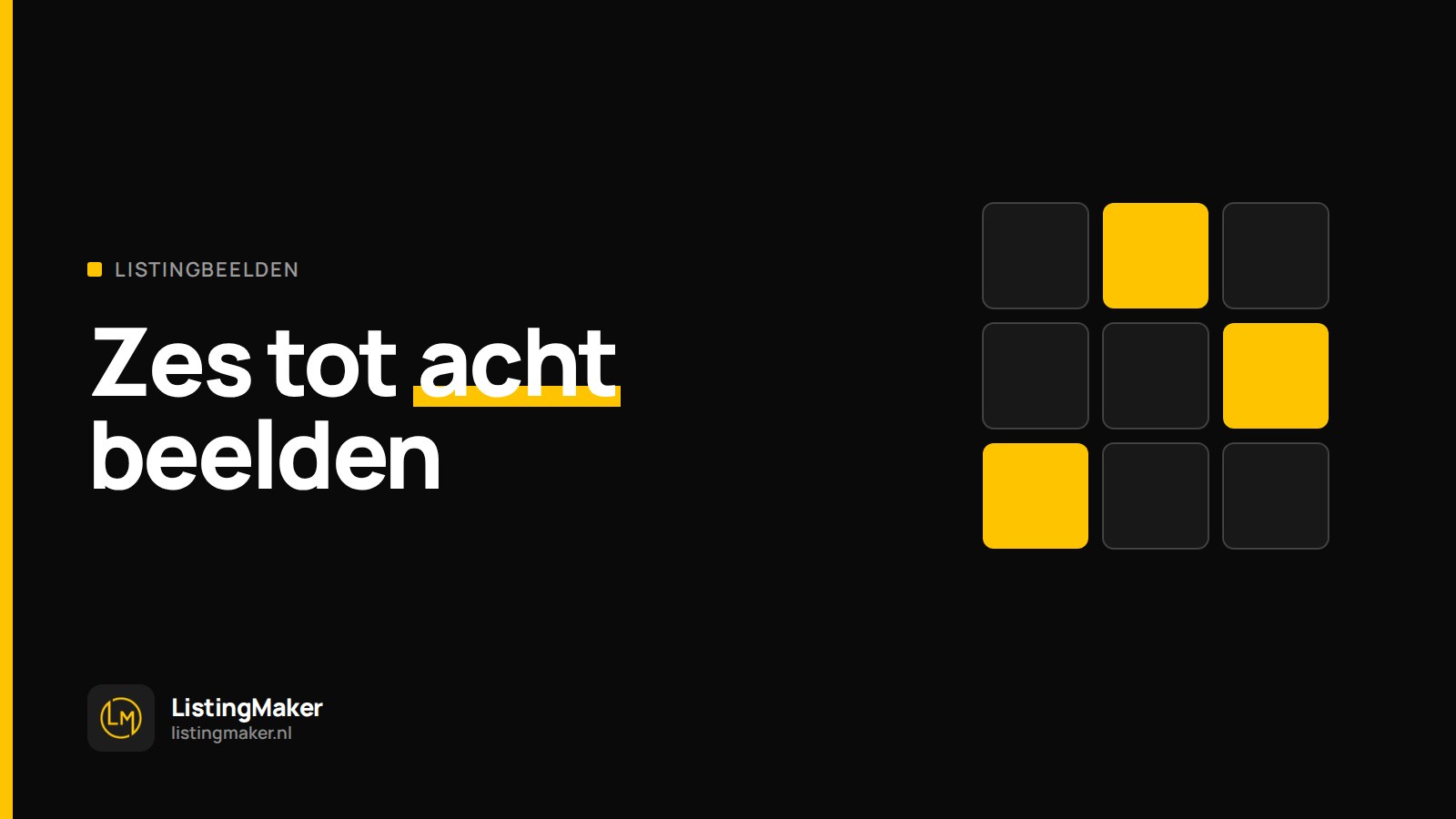 Een raster van negen tegels, drie ervan geel