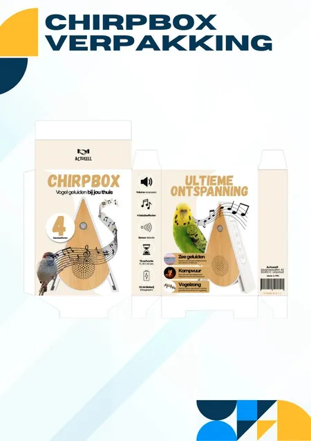 Verpakking Chirpbox: de pagina uit het portfolio van ListingMaker